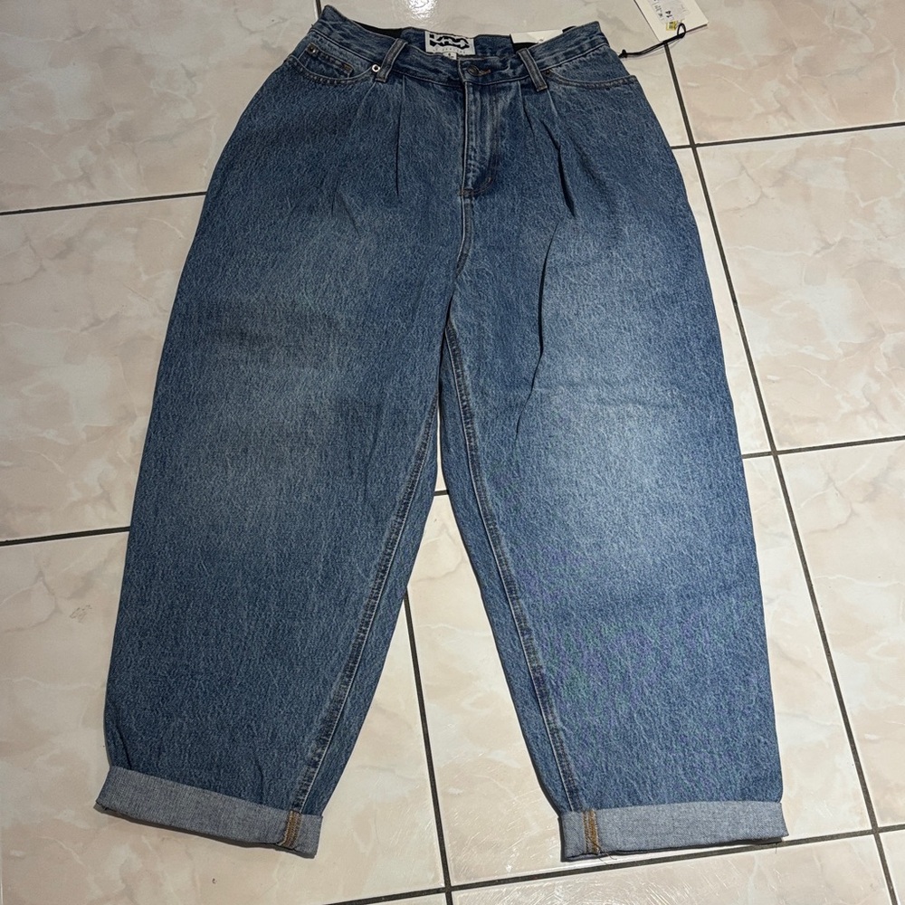 KBB Relaxed Fit Blue Barrel Jeans